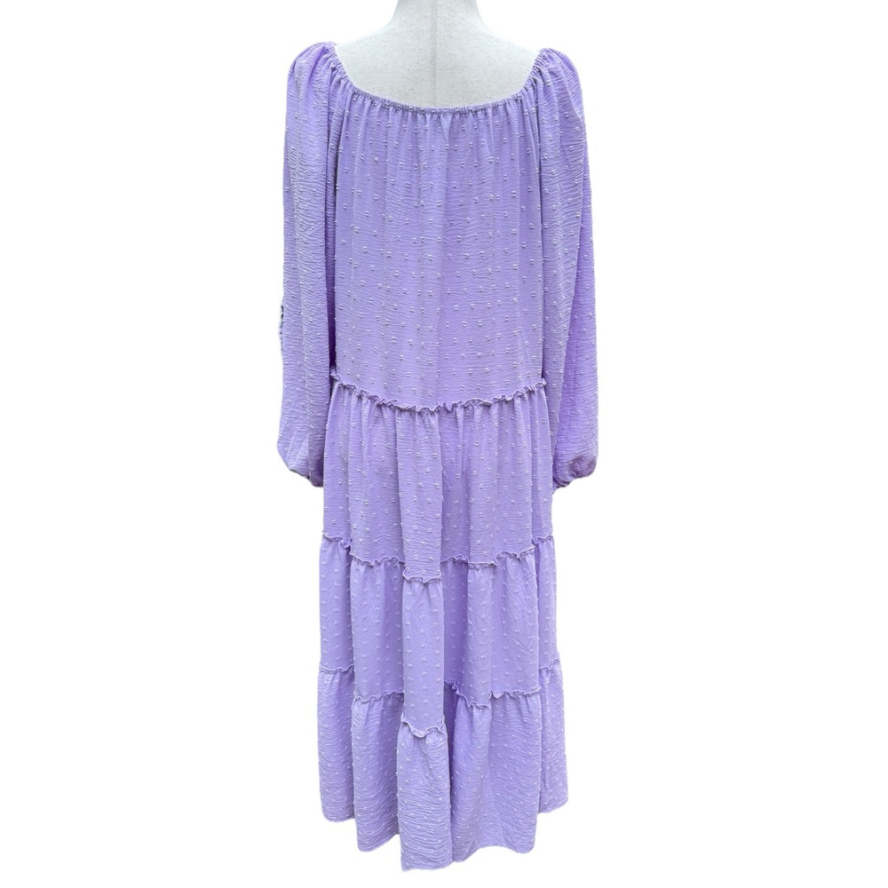 NWT Zoco Lavender Daymaker Dress Boho Maxi Cottagecore Feminine Flowy Chic Tiers - Picture 13 of 15